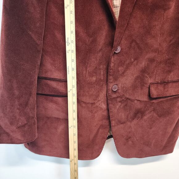 Saddlebred Corduroy Blazer Size 44R Maroon 2 Button Academia Professor Preppy - Picture 5 of 11